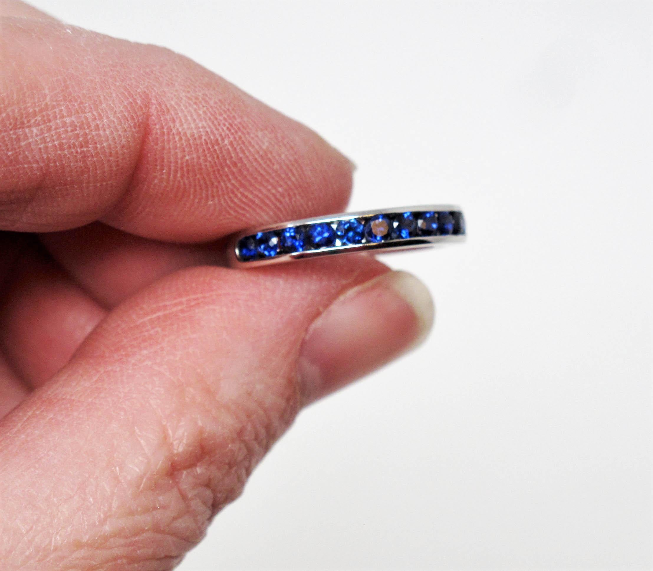 Tiffany & Co. Channel Set Semi Eternity Sapphire Band Ring in Platinum In Good Condition In Scottsdale, AZ