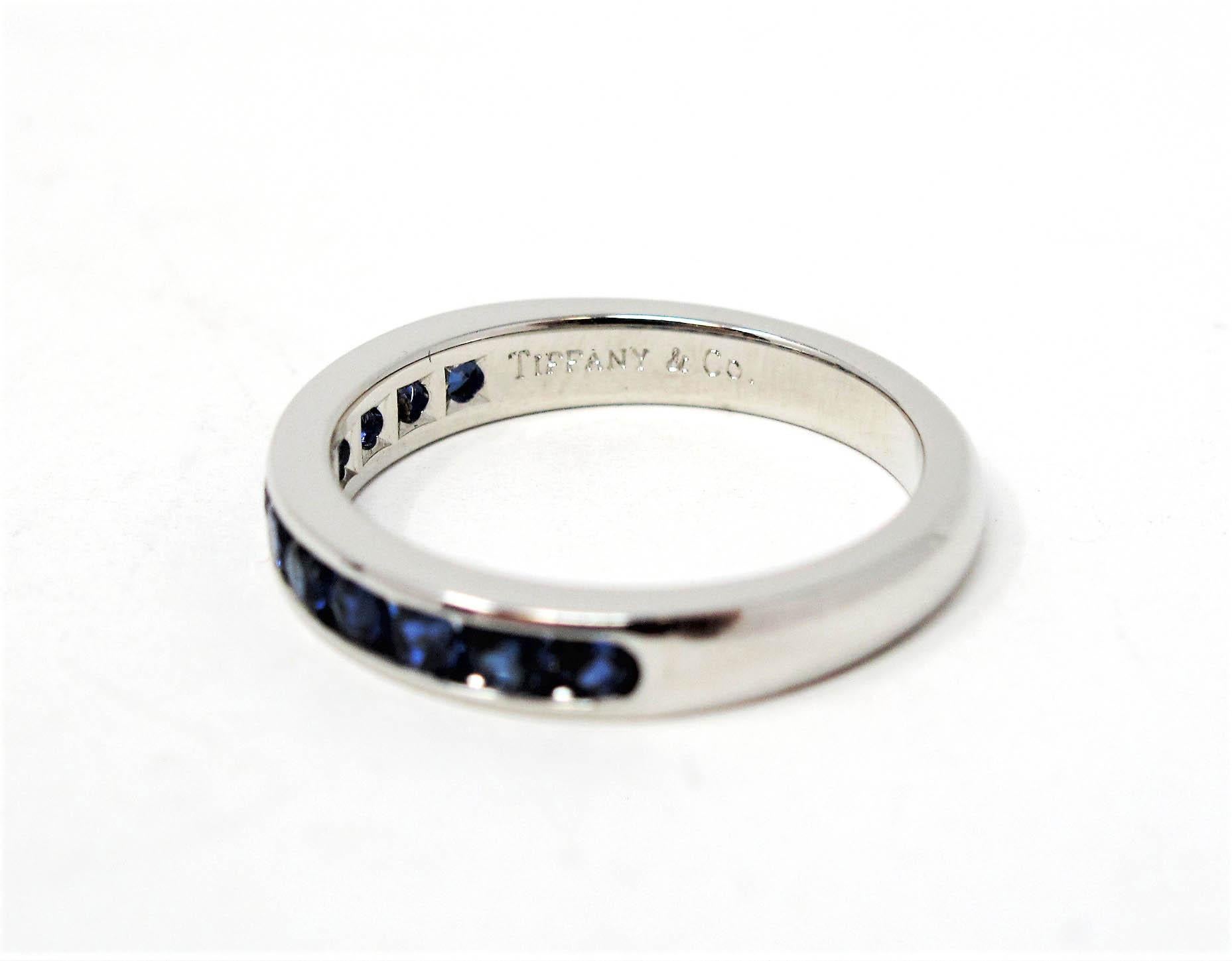 Tiffany & Co. Channel Set Semi Eternity Sapphire Band Ring in Platinum 2