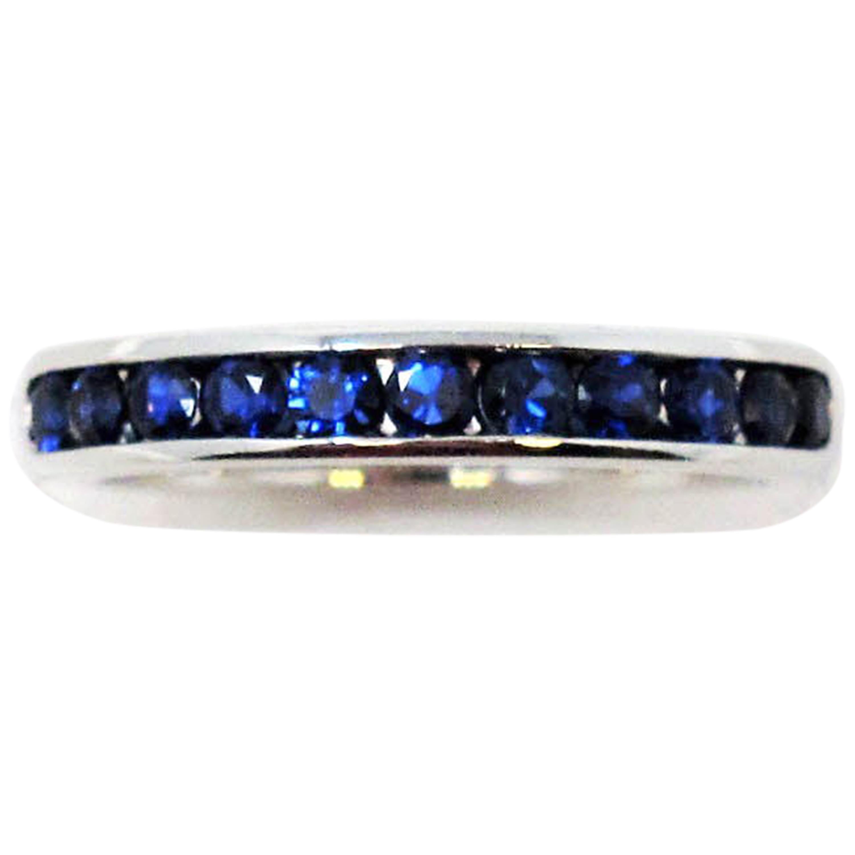 Tiffany & Co. Channel Set Semi Eternity Sapphire Band Ring in Platinum
