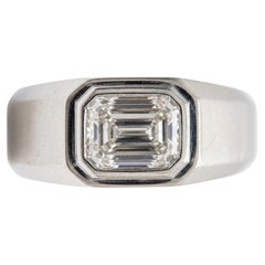 Tiffany & Co Charles Platinum Emerald Cut Diamond Men's Ring