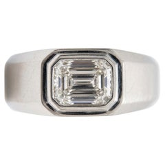Tiffany & Co Charles Platinum Emerald Cut Diamond Men's Ring