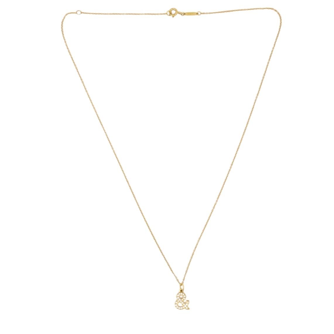Tiffany & Co. Charm Collar Colgante Oro 18k Diamante Ampersand Caja Original en venta 6