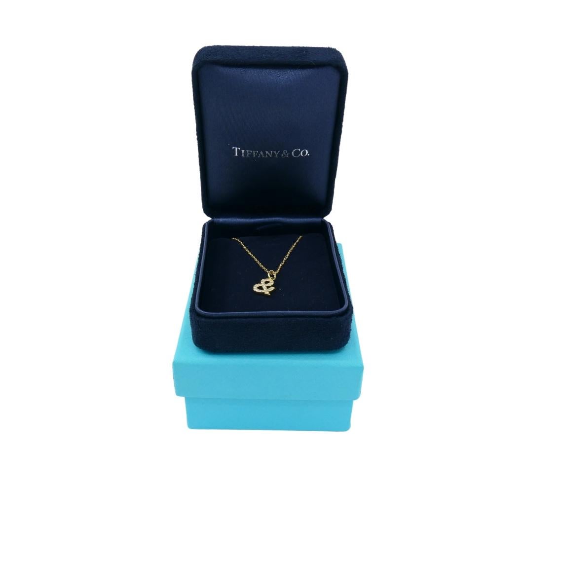 Tiffany & Co. Charm Collar Colgante Oro 18k Diamante Ampersand Caja Original en venta 4