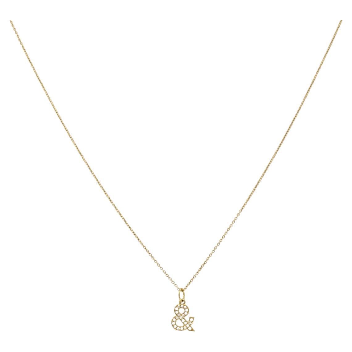 Tiffany & Co. Charm Collar Colgante Oro 18k Diamante Ampersand Caja Original en venta