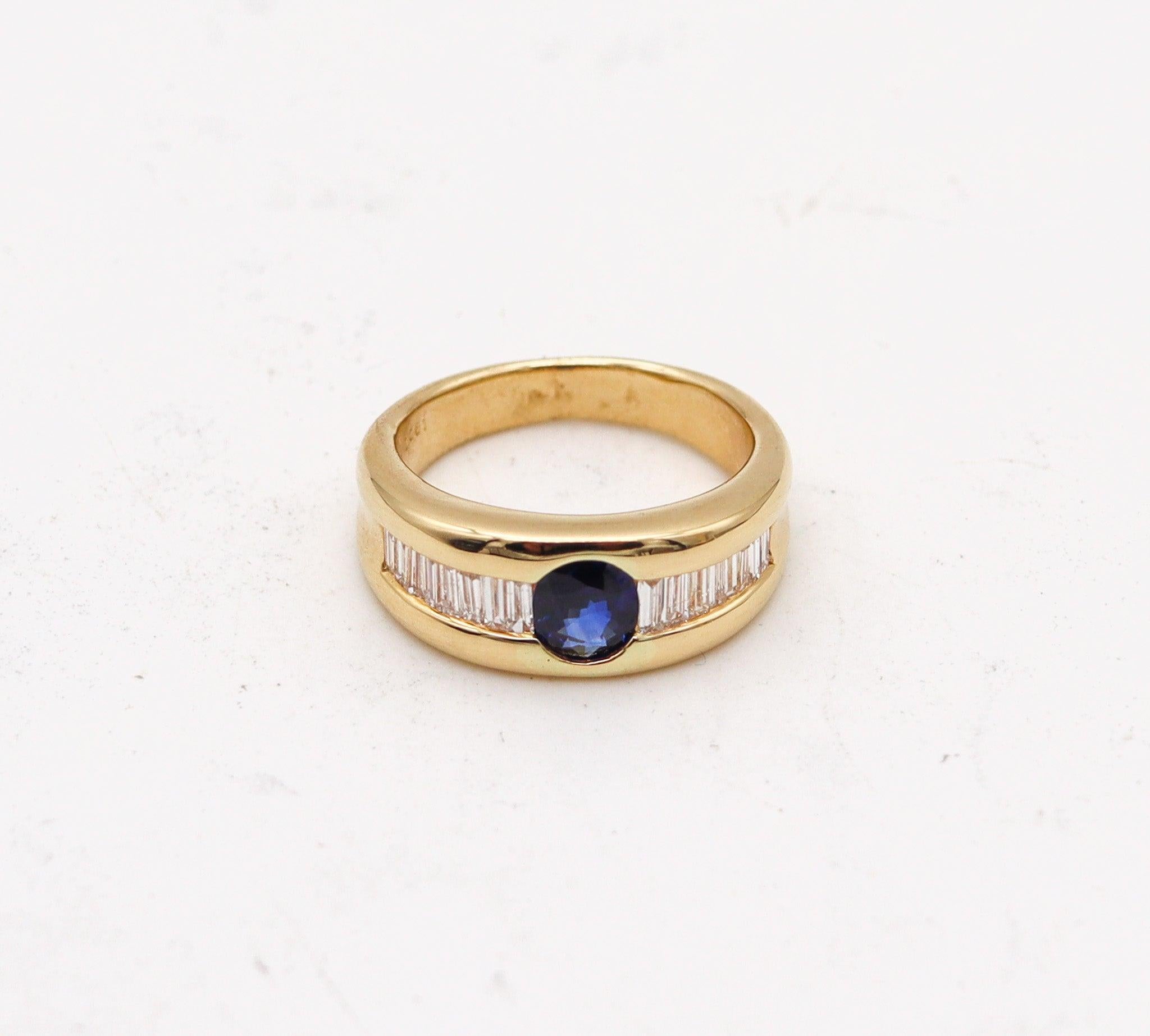 Anillo TIFFANY & CO Chevalier de oro de 18 quilates con diamantes y zafiro de 1,49 quilates Modernista