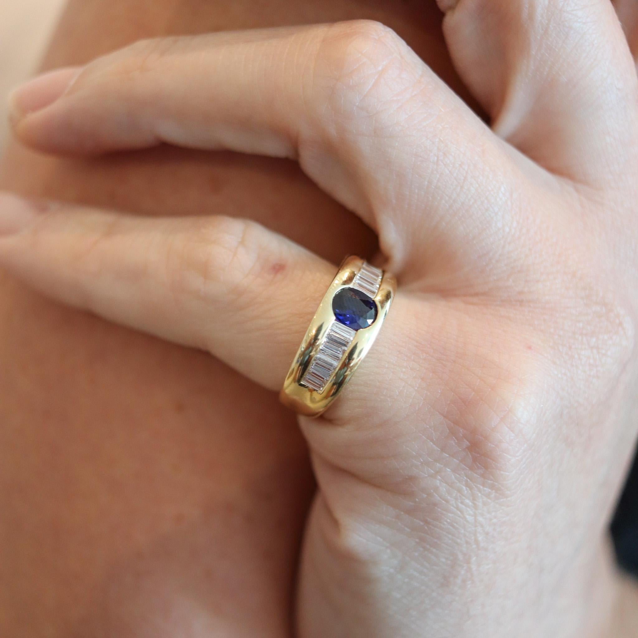 Anillo TIFFANY & CO Chevalier de oro de 18 quilates con diamantes y zafiro de 1,49 quilates 3
