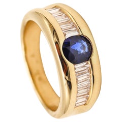 TIFFANY & CO Chevalier Ring In 18Kt Gold With 1.49 Ctw Diamonds And Sapphire