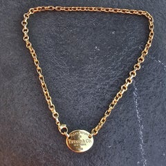 Tiffany & Co. Choker Oval Return To Tag Necklace 18k Yellow Gold 15.5" 39g