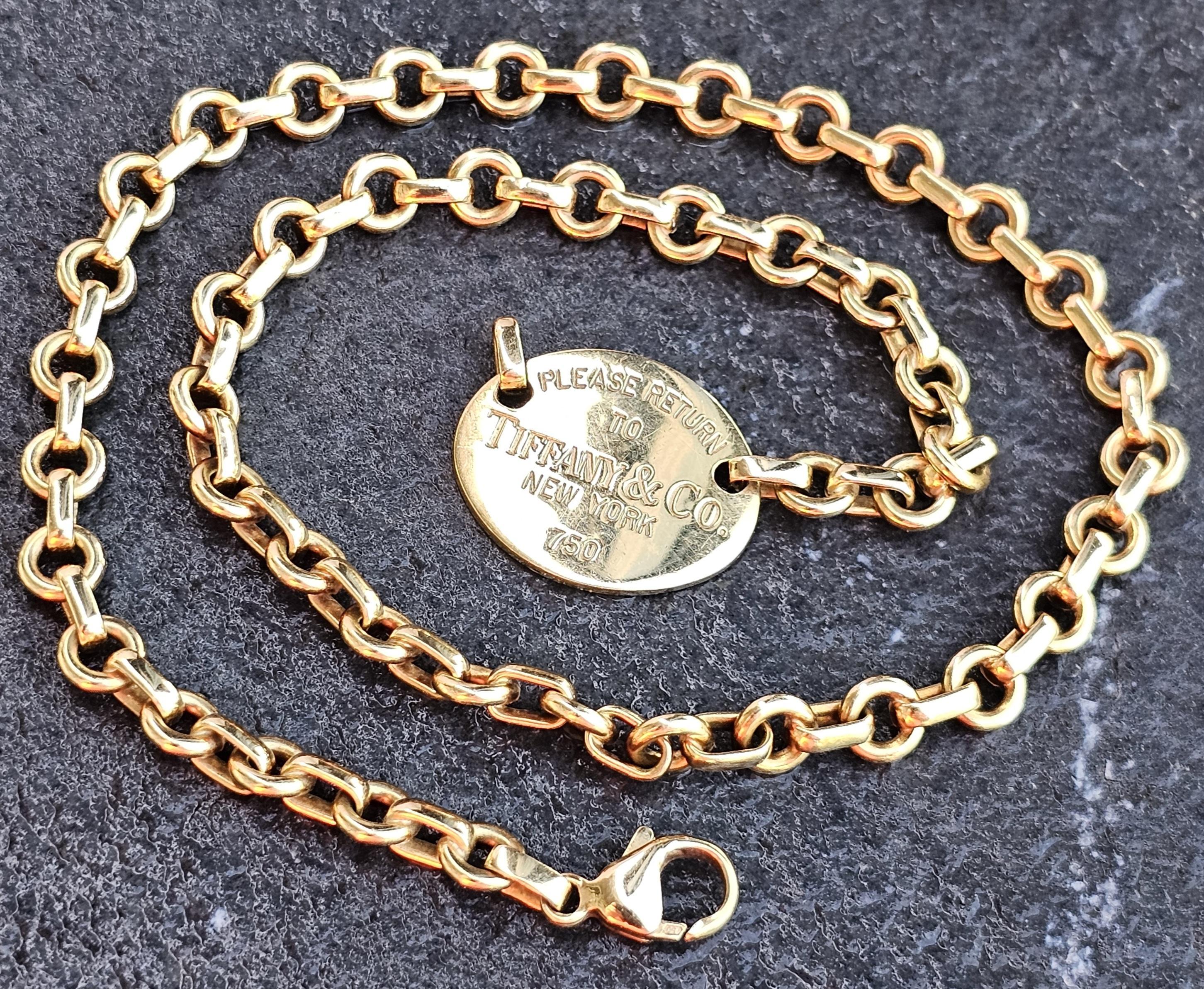 Tiffany & Co. Choker Oval Return To Tag Necklace 18k Yellow Gold 15.5