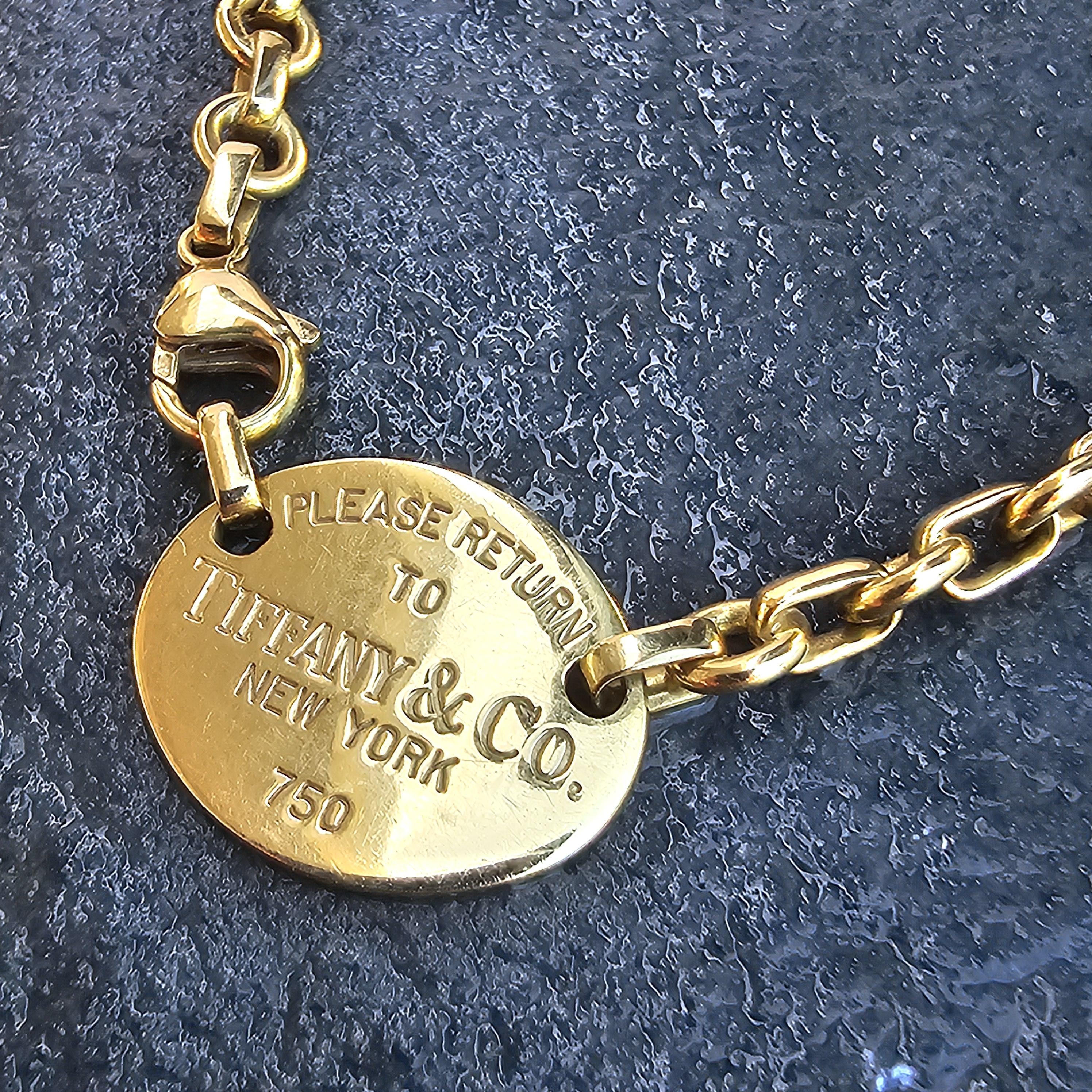 Tiffany & Co. Choker Oval Return To Tag Necklace 18k Yellow Gold 15.5
