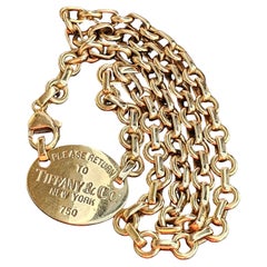 Tiffany & Co. Choker Oval Return To Tag Necklace 18k Yellow Gold 15.5" 39g