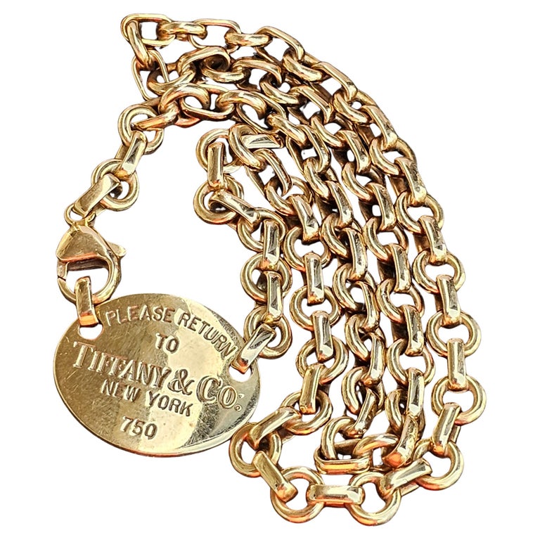 Tiffany and Choker Oval Return To Tag Necklace 18k Yellow Gold