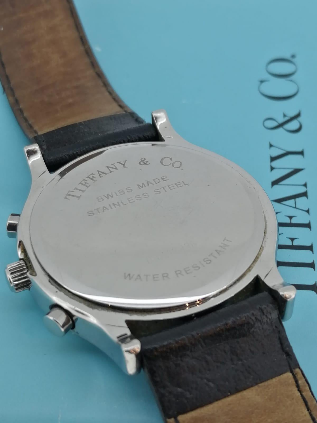 Tiffany & Co Chronograph Klassische S/Steel Quarz 35mm Herrenuhr von Tiffany & Co, ca. 2000 + im Angebot 1