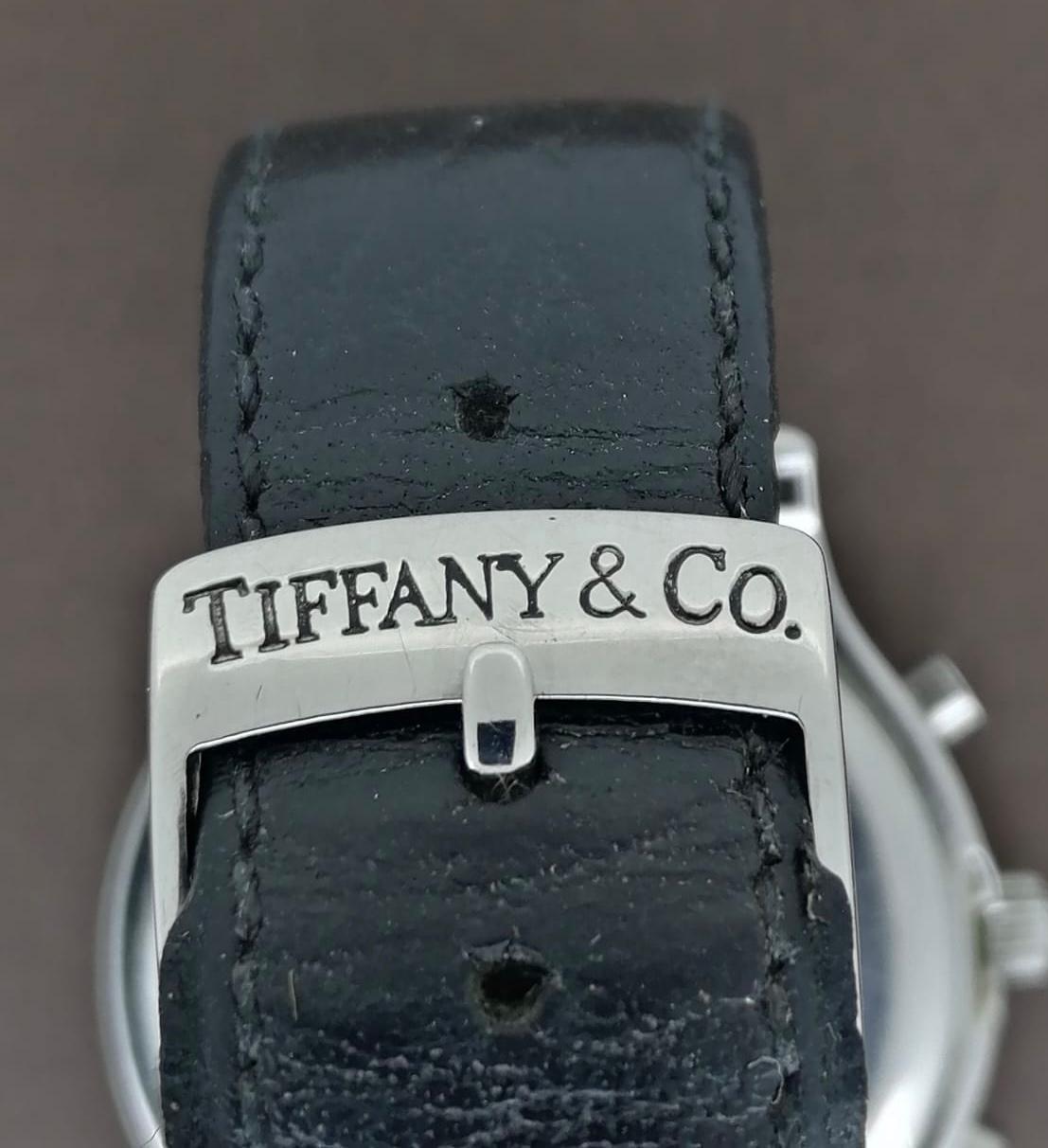 Tiffany & Co Chronographe Classique S/Steel Quartz 35mm Montre Homme, c2000 + Excellent état - En vente à MELBOURNE, AU