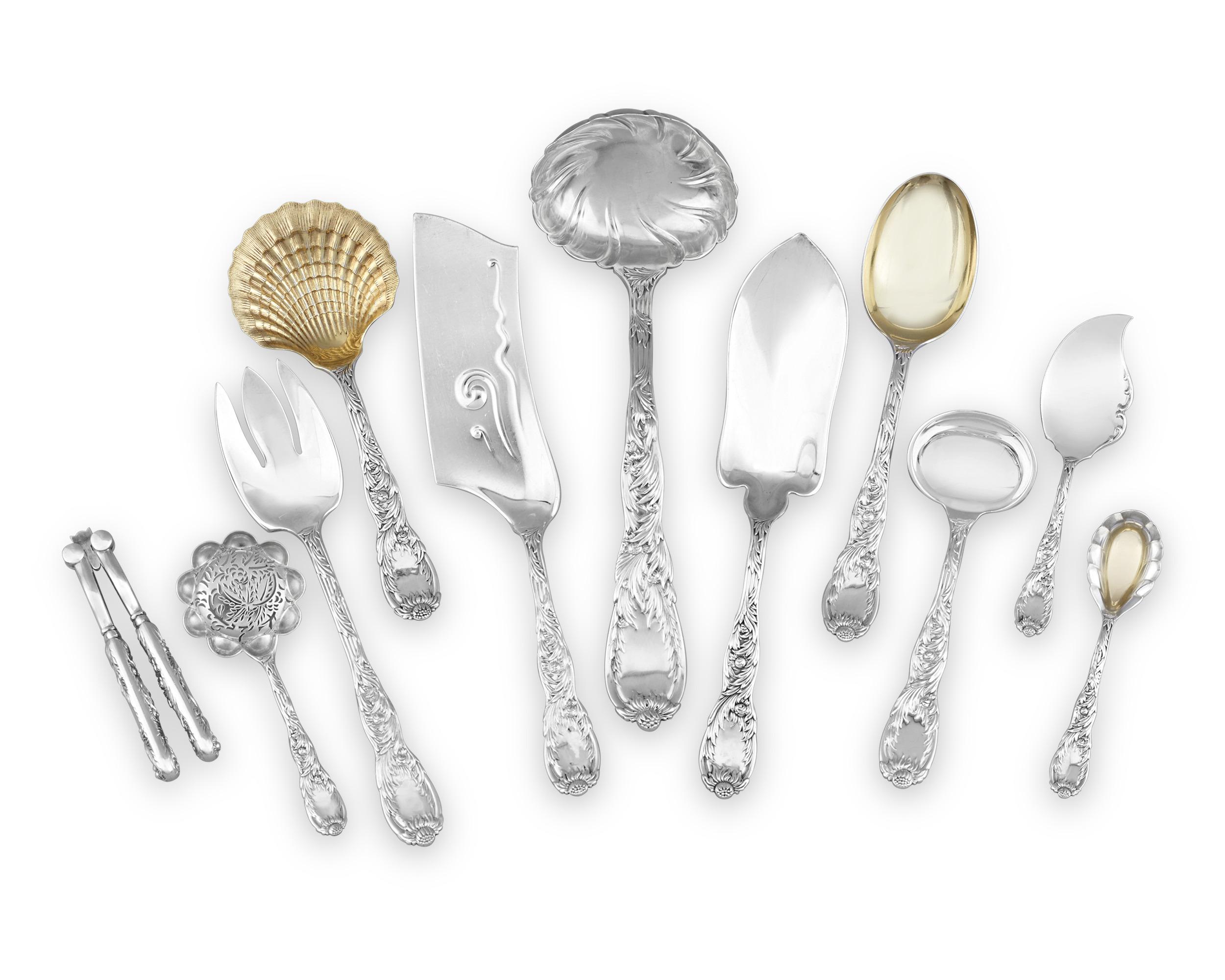 Tiffany & Co. Chrysanthemum Flatware Set, Service for 12 In Excellent Condition In New Orleans, LA