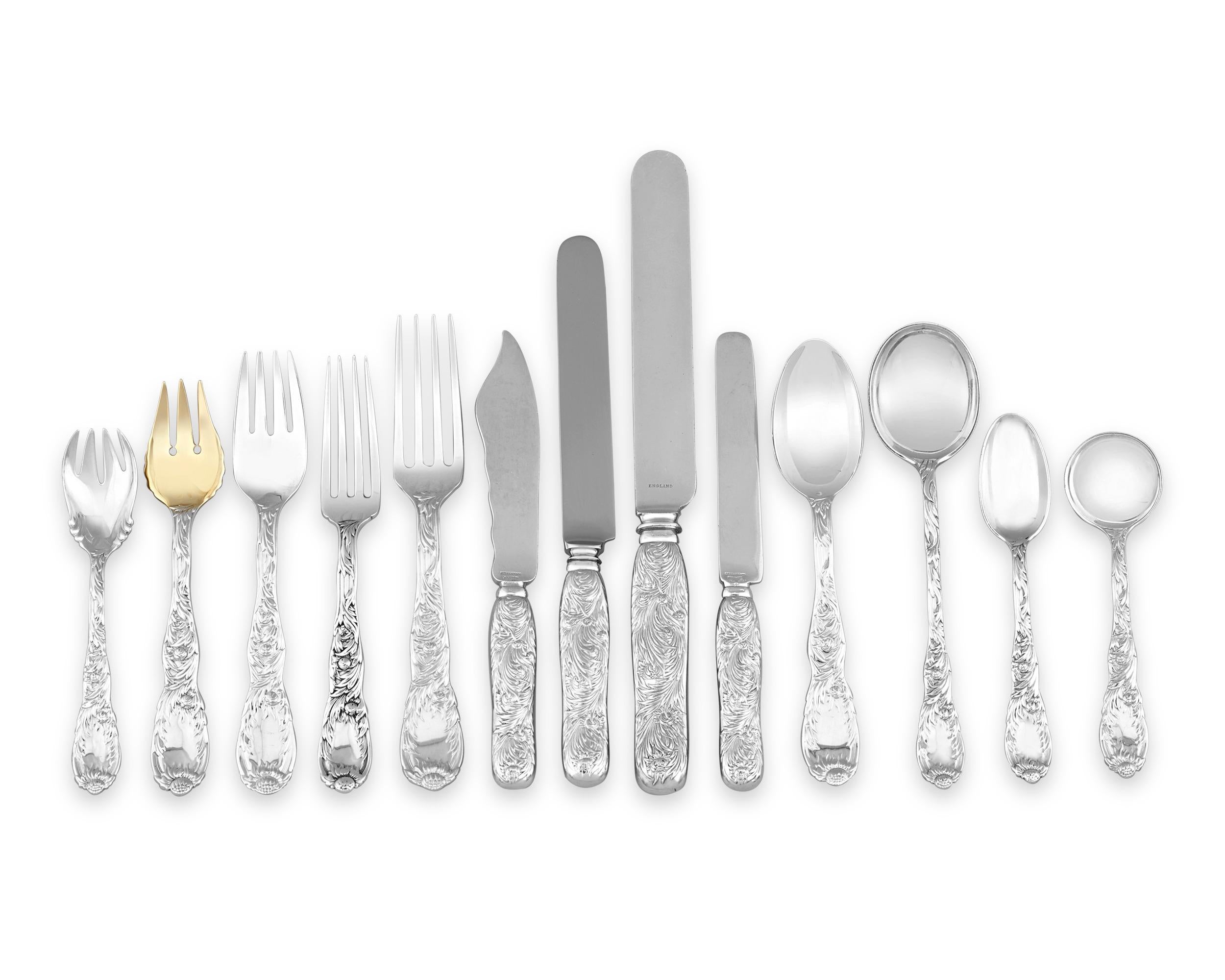 20th Century Tiffany & Co. Chrysanthemum Flatware Set, Service for 12