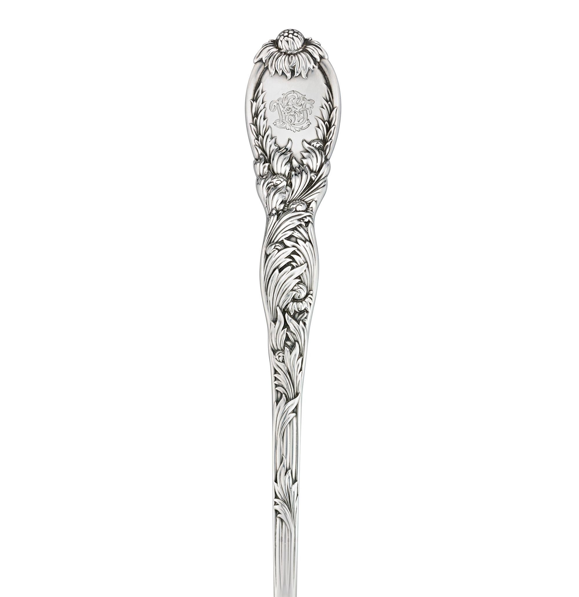 Silver Tiffany & Co. Chrysanthemum Punch Bowl and Ladle