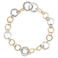 Tiffany & Co Circle Link Bracelet Vintage Sterling Silver 18k Gold