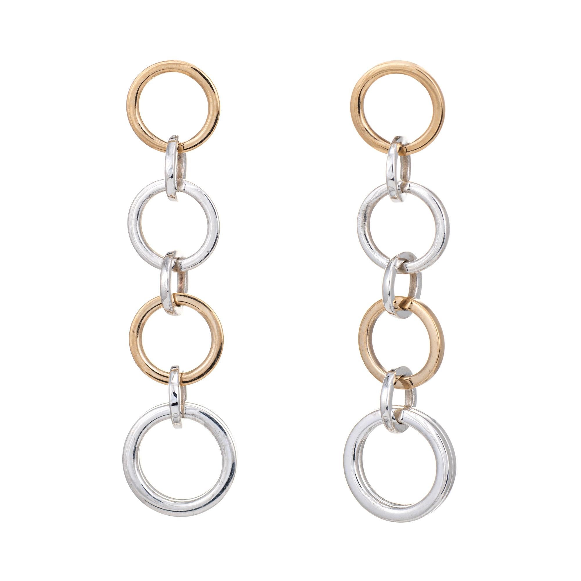 Tiffany & Co Circle Link Earrings Vintage Sterling Silver 18k Gold In Good Condition In Torrance, CA