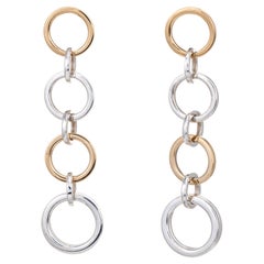 Tiffany & Co Circle Link Earrings Vintage Sterling Silver 18k Gold