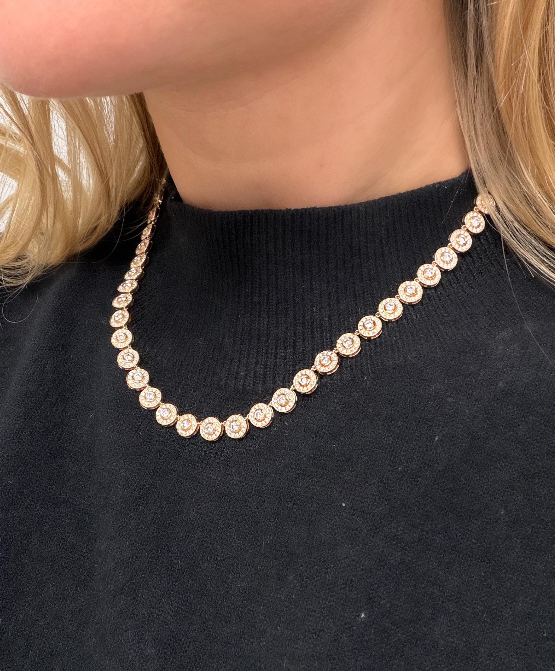 Tiffany & Co. Circlet 18 Karat Rose Gold and Diamond Necklace Contemporáneo en venta