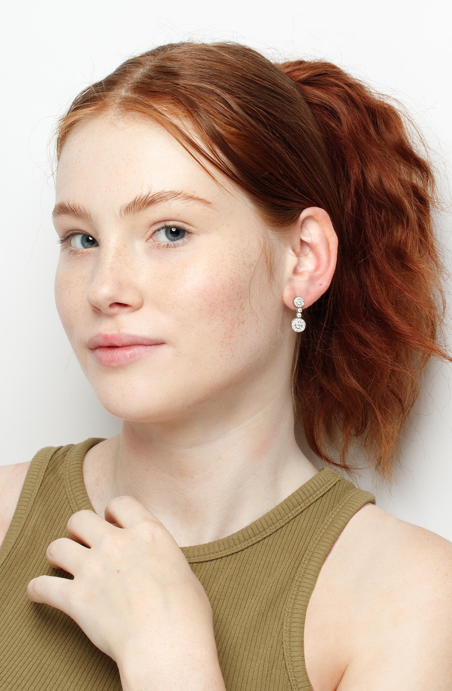 Modern Tiffany & Co. Circlet Diamond Drop Earrings For Sale