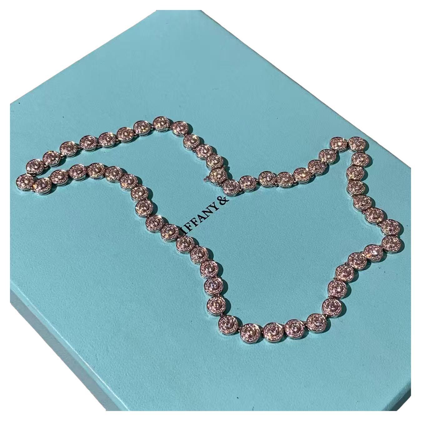 Tiffany & Co. Cobblestone Diamond Necklace PT950 Round Cluster For Sale