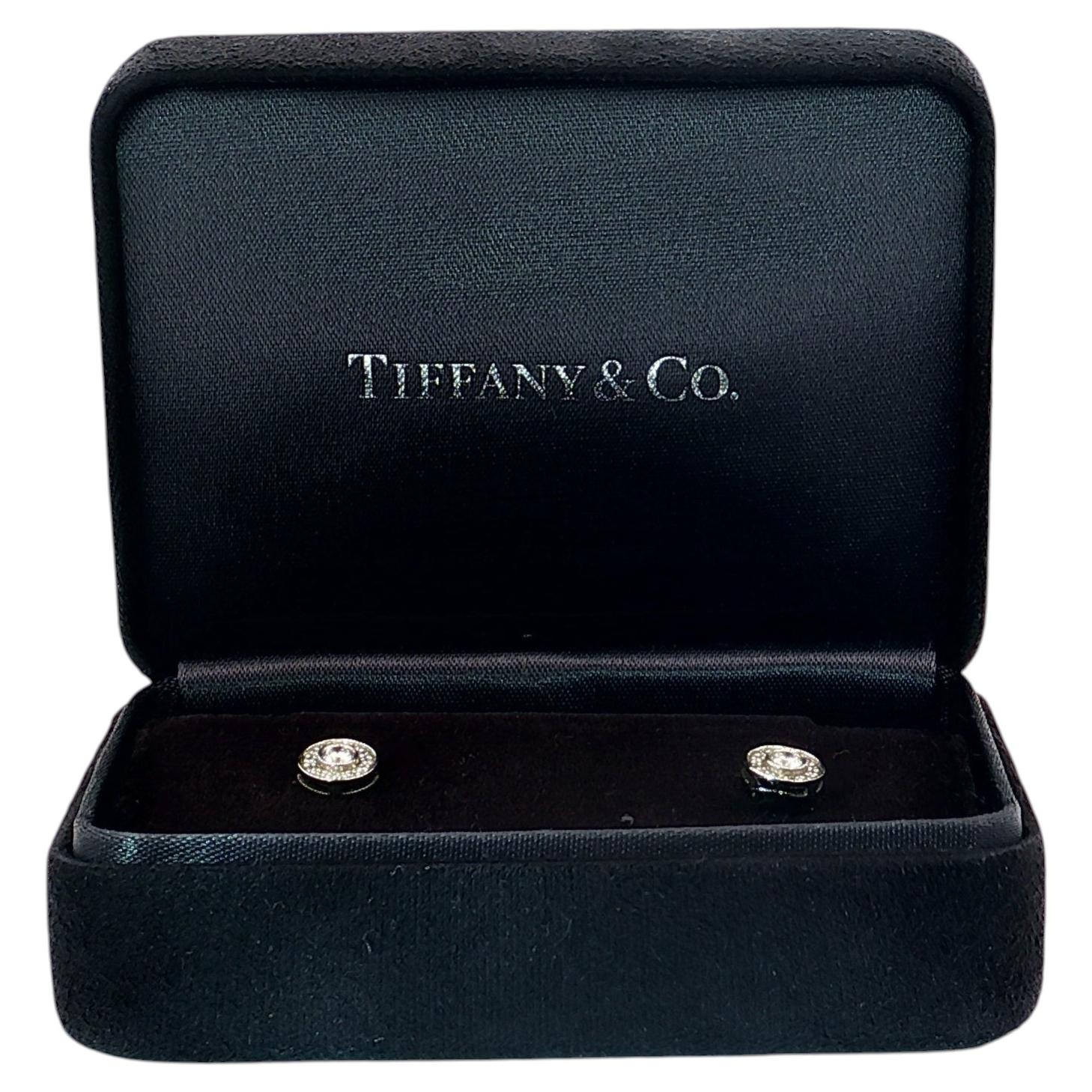 Tiffany & Co. Circlet Diamond Stud Earrings in Platinum PT950 — 26 Diamond Pavé