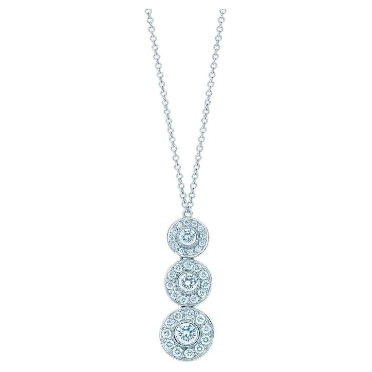 TIFFANY & Co. Circlet Platinum .55ct Diamond Triple Drop Pendant Necklace