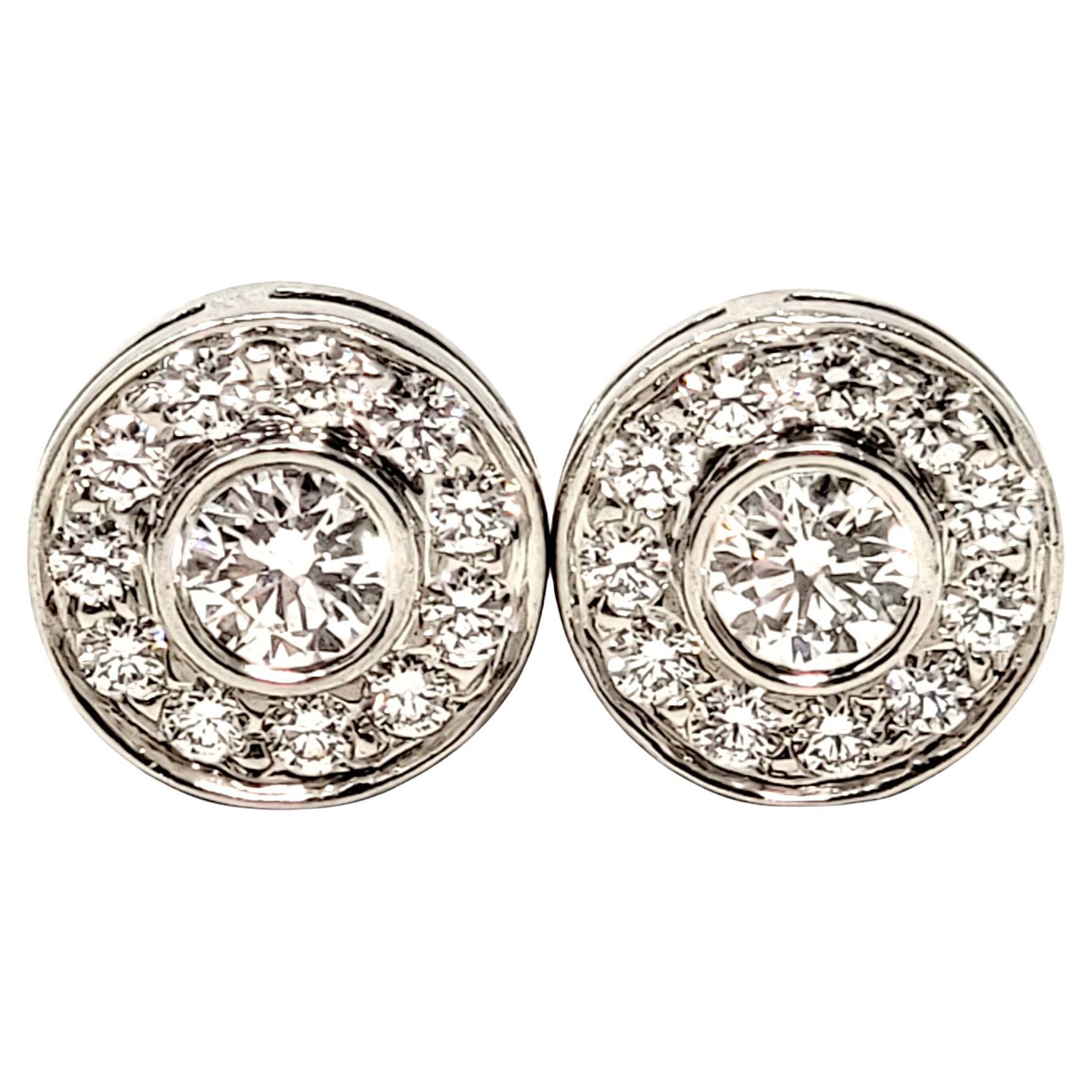 Tiffany & Co. Circlet Round Diamond Pave Halo Stud Earrings in Platinum