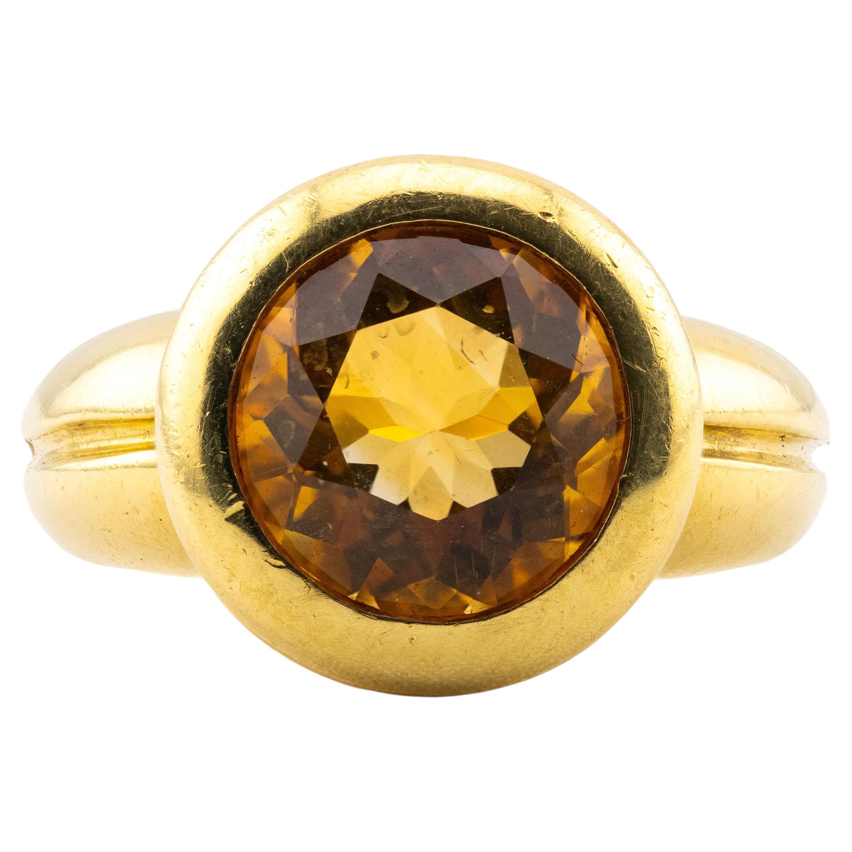 Tiffany & Co Citrine & 18 Karat Yellow Gold Ring Made in Israel For Sale