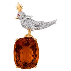 Tiffany & Co. Citrine Bird on a Rock Brooch, 63.00 Carats