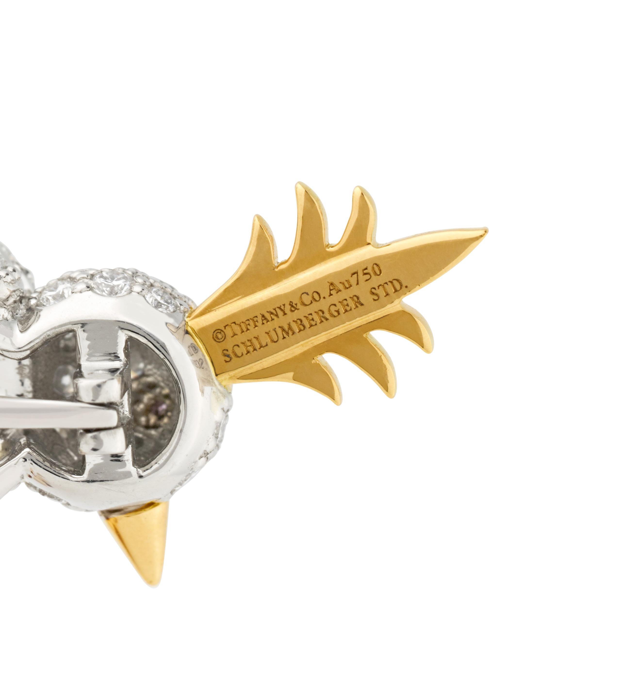 An iconic example of Jean Schlumberger’s charming designs for Tiffany & Co., this “bird on a rock” brooch features a 2.69-carat diamond-encrusted cockatoo perched on a dazzling nearly 60-carat citrine “rock.” The bird brooch is one of the firm’s