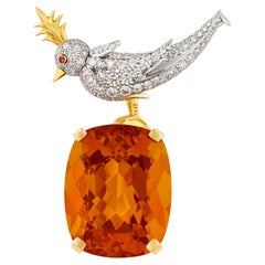 Vintage Tiffany & Co. Citrine Bird On A Rock Brooch By Jean Schlumberger