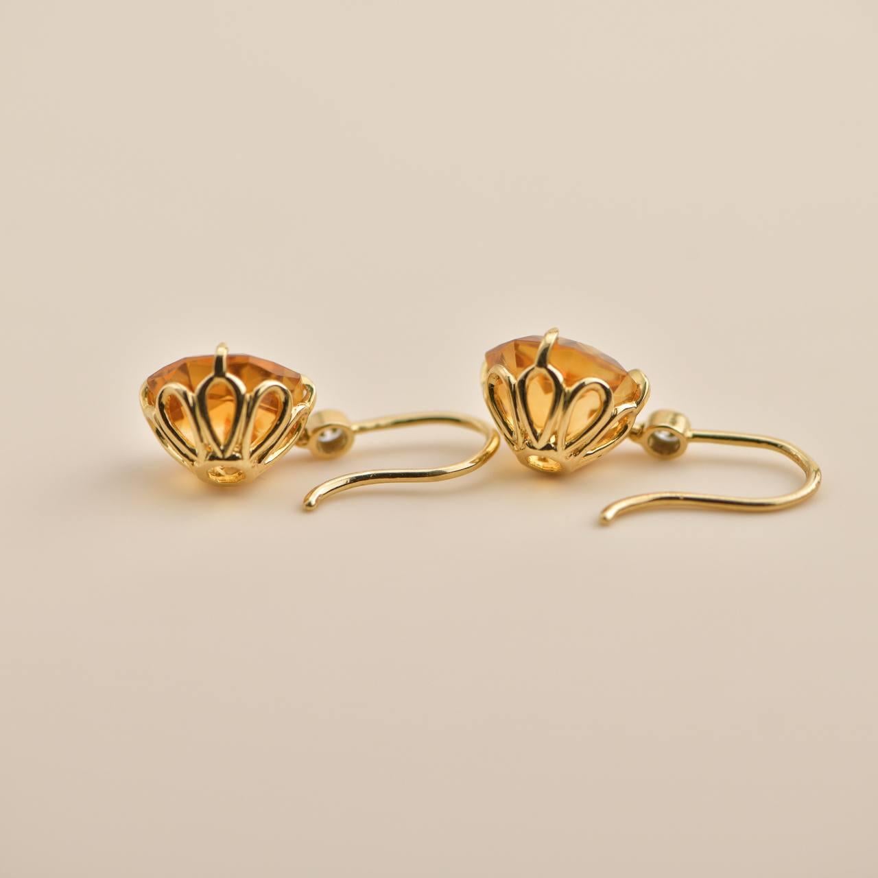 Brilliant Cut Tiffany & Co. Citrine Diamond Drop Earrings