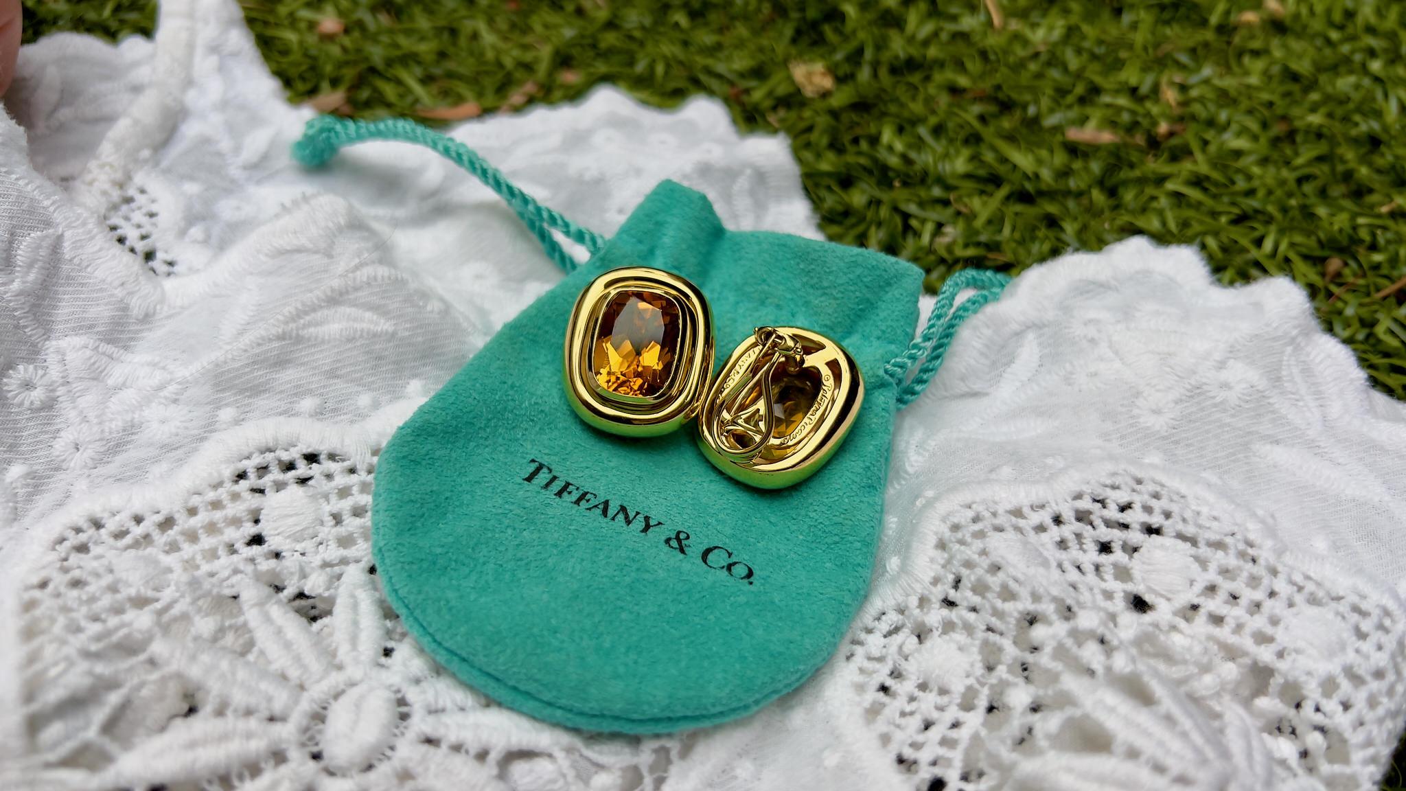 Tiffany & Co. Paloma Picasso-Ohrringe aus 18 Karat Gelbgold mit Citrin (Moderne) im Angebot