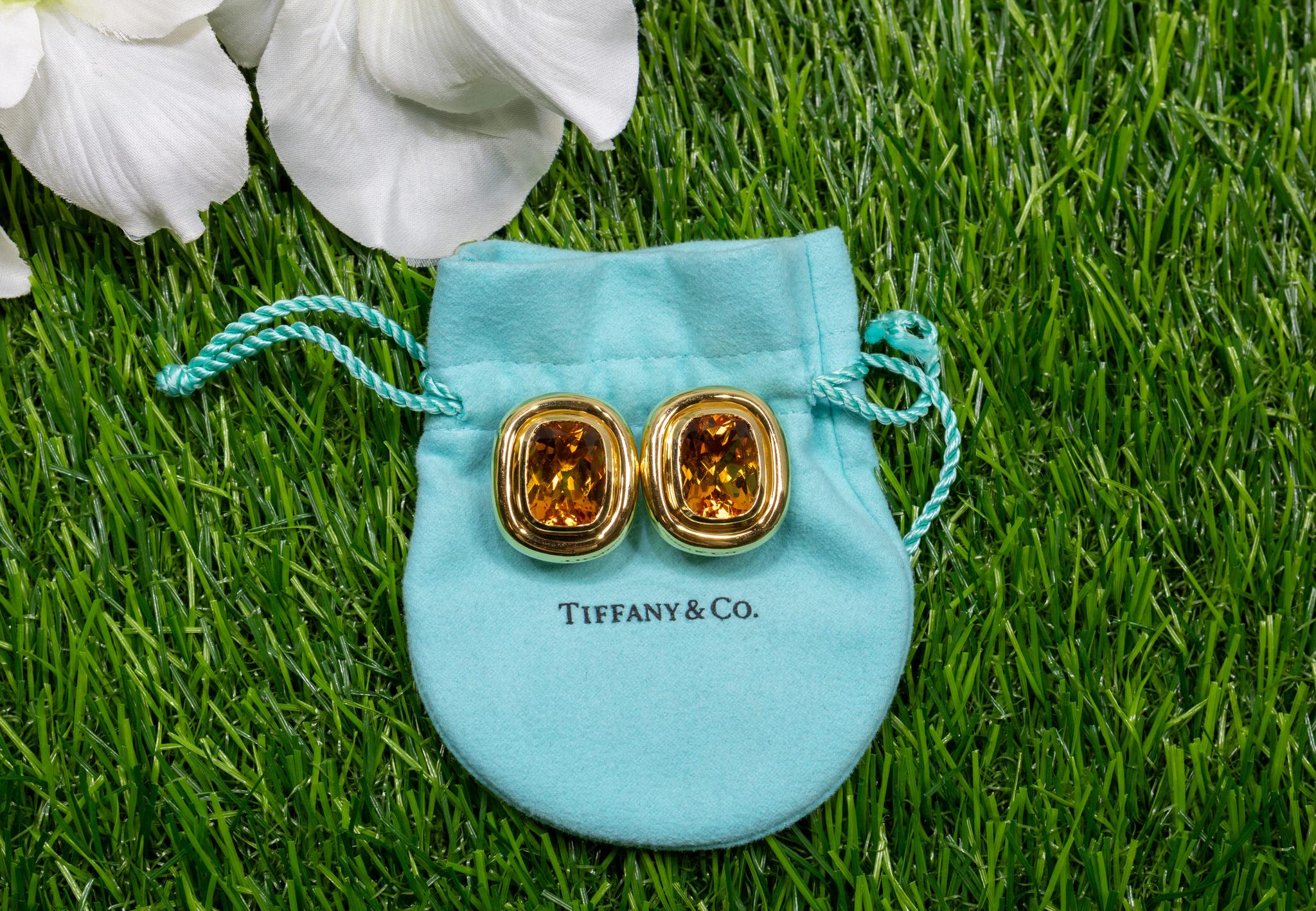 Tiffany & Co Citrine Earrings Paloma Picasso Collection 18K Yellow Gold In Excellent Condition In Aliso Viejo, CA
