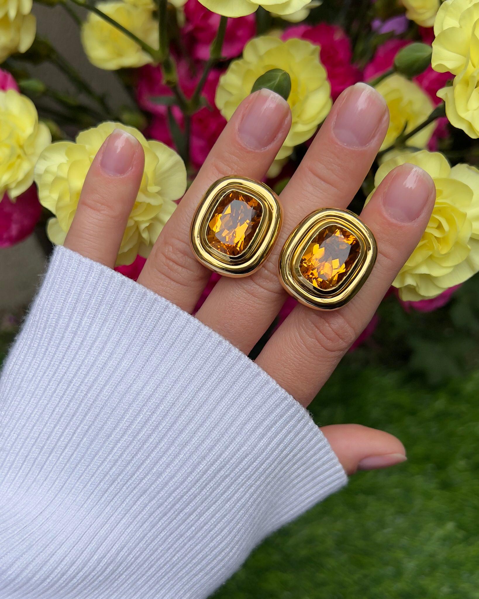 Cushion Cut Tiffany & Co Citrine Earrings Paloma Picasso Collection 18K Yellow Gold