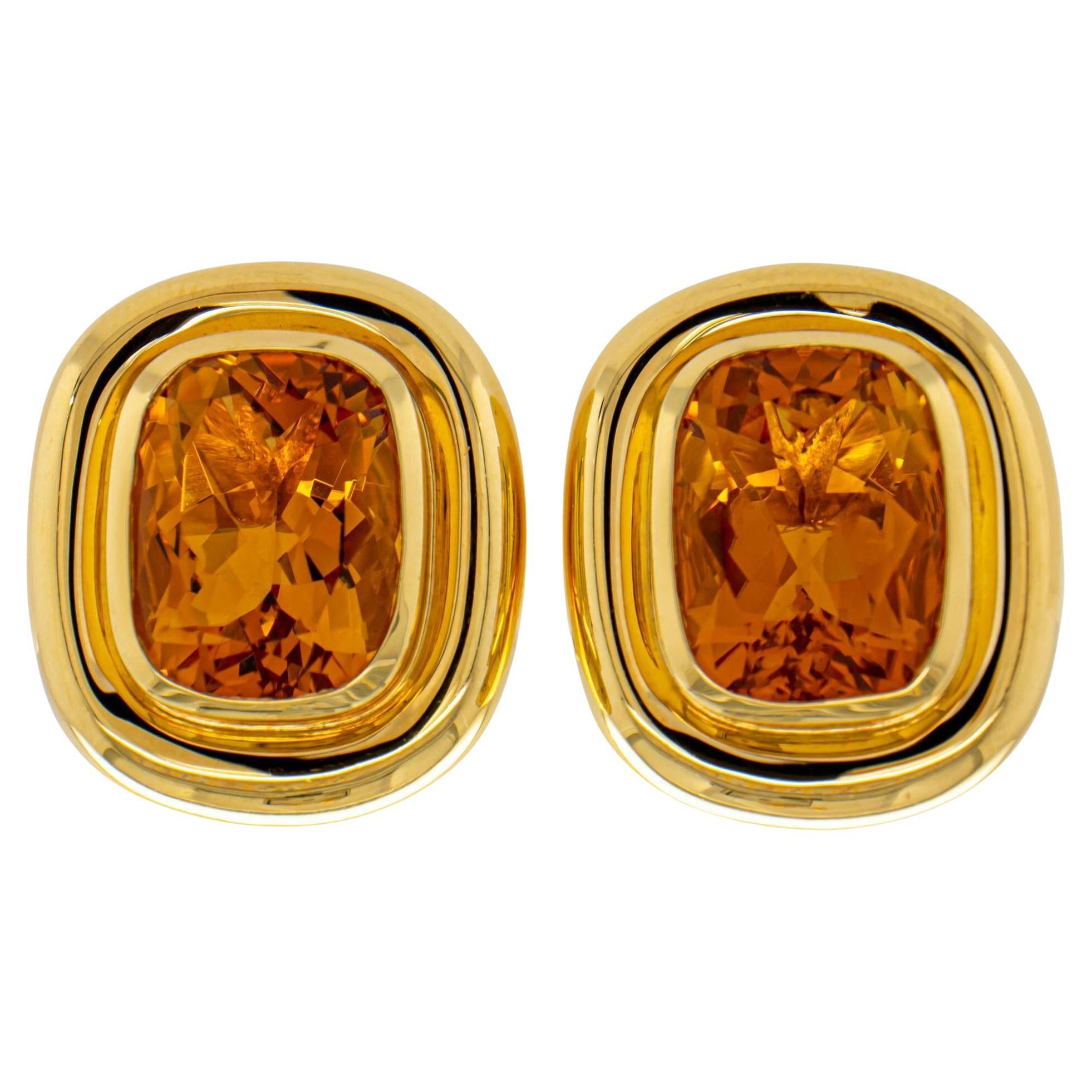 Pair of Citrine and Enamel Earclips, Important Jewels, Jewelry