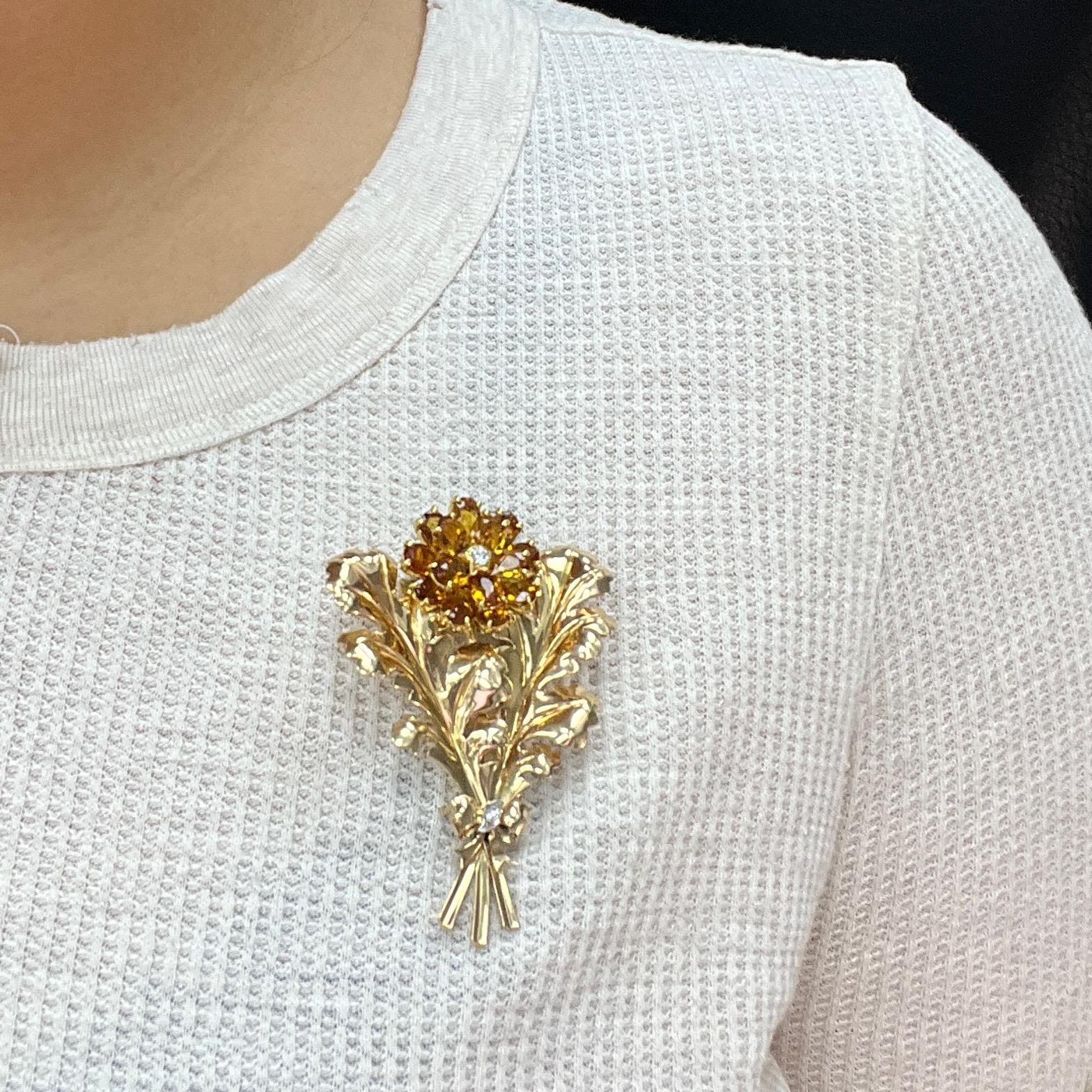 Tiffany & Co. Citrine Flower Leaves Brooch  For Sale 5