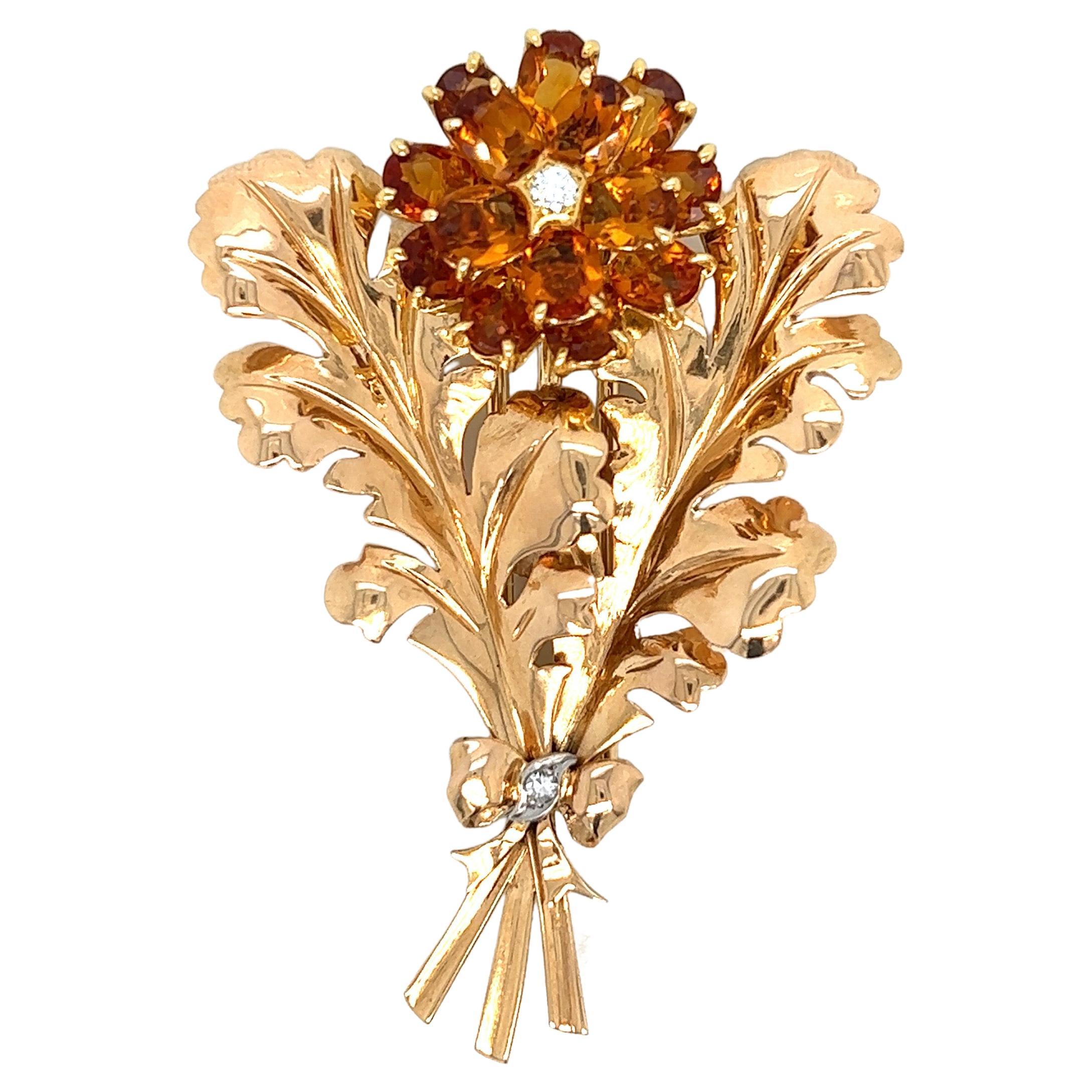 Tiffany & Co. Citrine Flower Leaves Brooch  For Sale