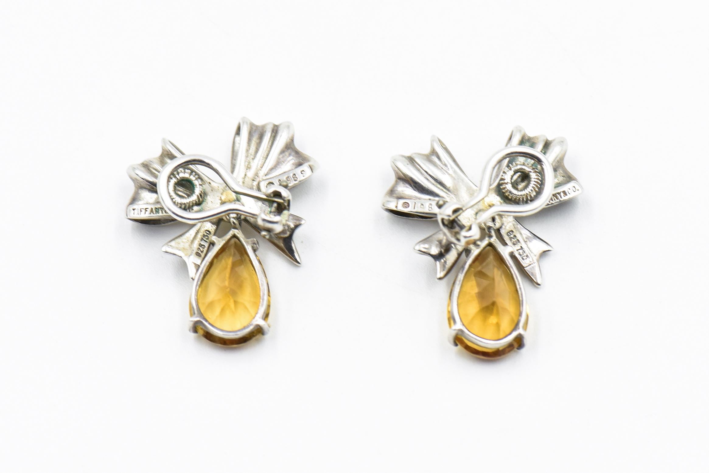 Tiffany & Co. Citrine Sterling Silver Gold Fireworks Brooch and Bow Earrings 3
