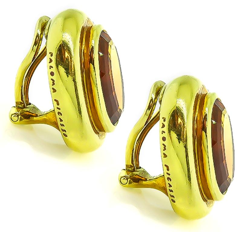 Oval Cut Tiffany & Co. Citrine Yellow Gold Earrings