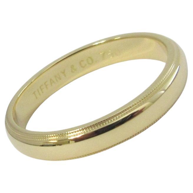 TIFFANY & Co. Anillo de boda clásico de oro de 18 quilates de 4 mm con milgrain 11 para hombre