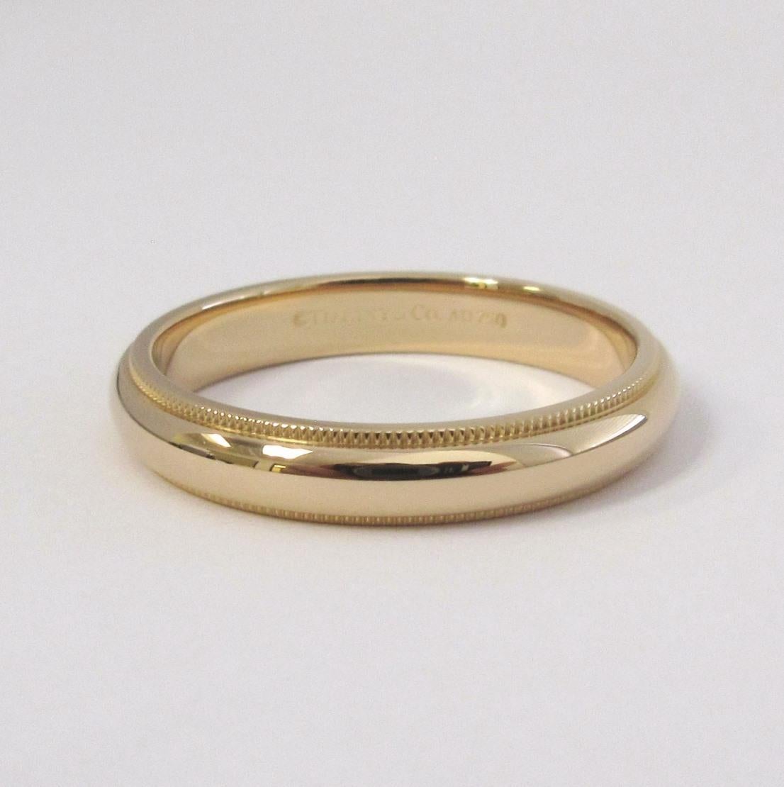 TIFFANY & Co. Classic 18K Rose Gold 4mm Milgrain Hochzeit Band Ring 10.5 für Damen oder Herren