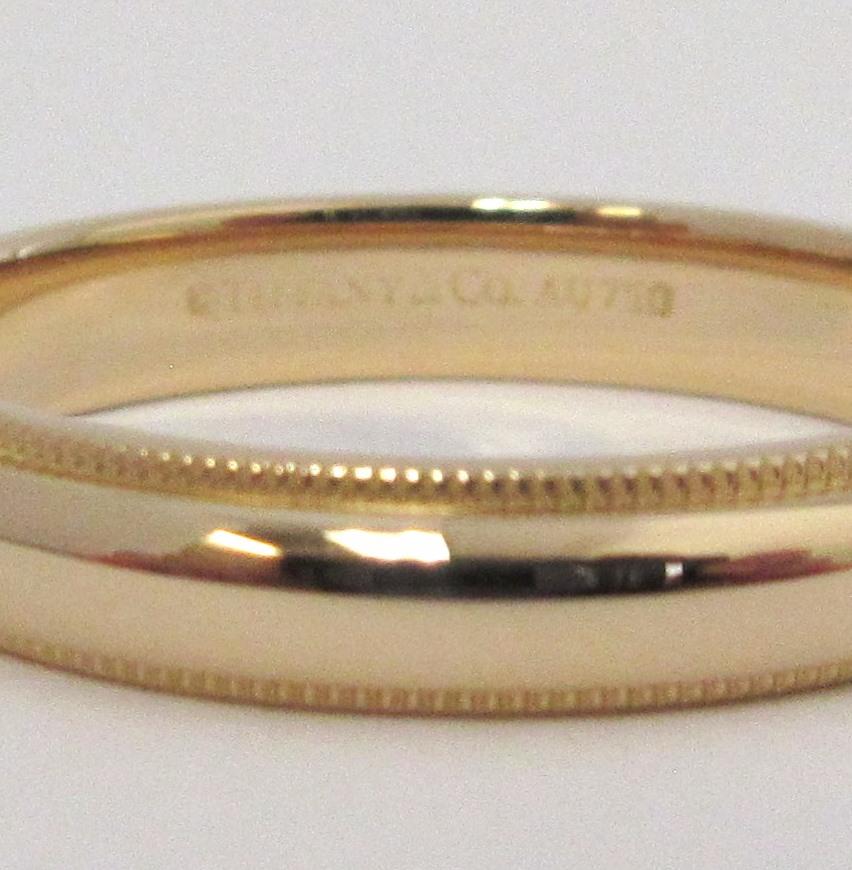 TIFFANY & Co. Classic 18K Rose Gold 4mm Milgrain Hochzeit Band Ring 10.5 1
