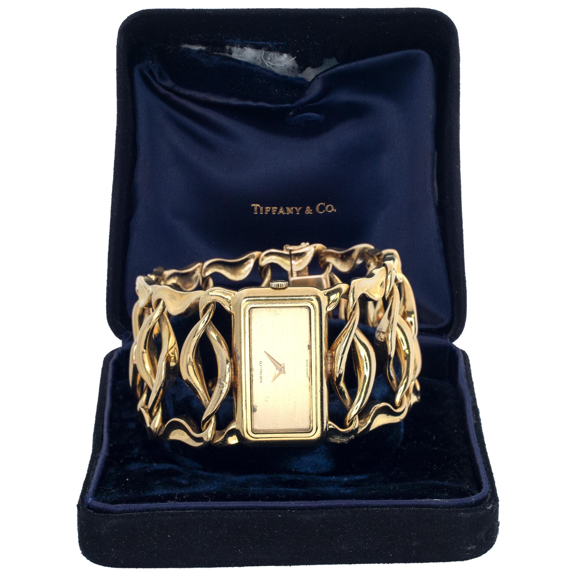 Tiffany & Co. Classic 18k Yellow Gold Bracelet Watch In Excellent Condition For Sale In Surfside, FL