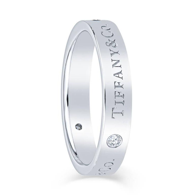 Tiffany and Co. Classic Band Ring, Platinum w/ 3 Round Brilliant ...