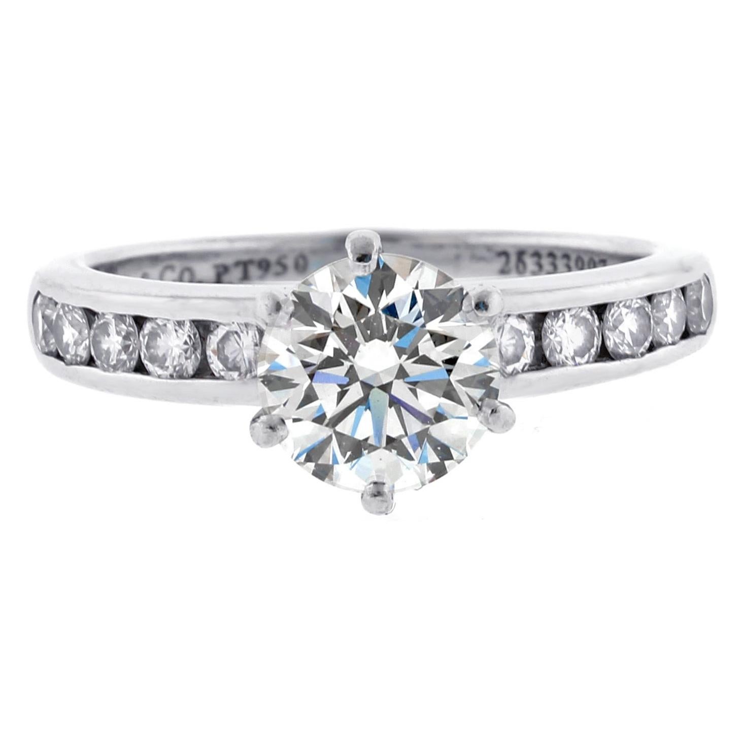 Tiffany & Co. Classic Diamond Solitaire Engagement Band-Ring Set For Sale