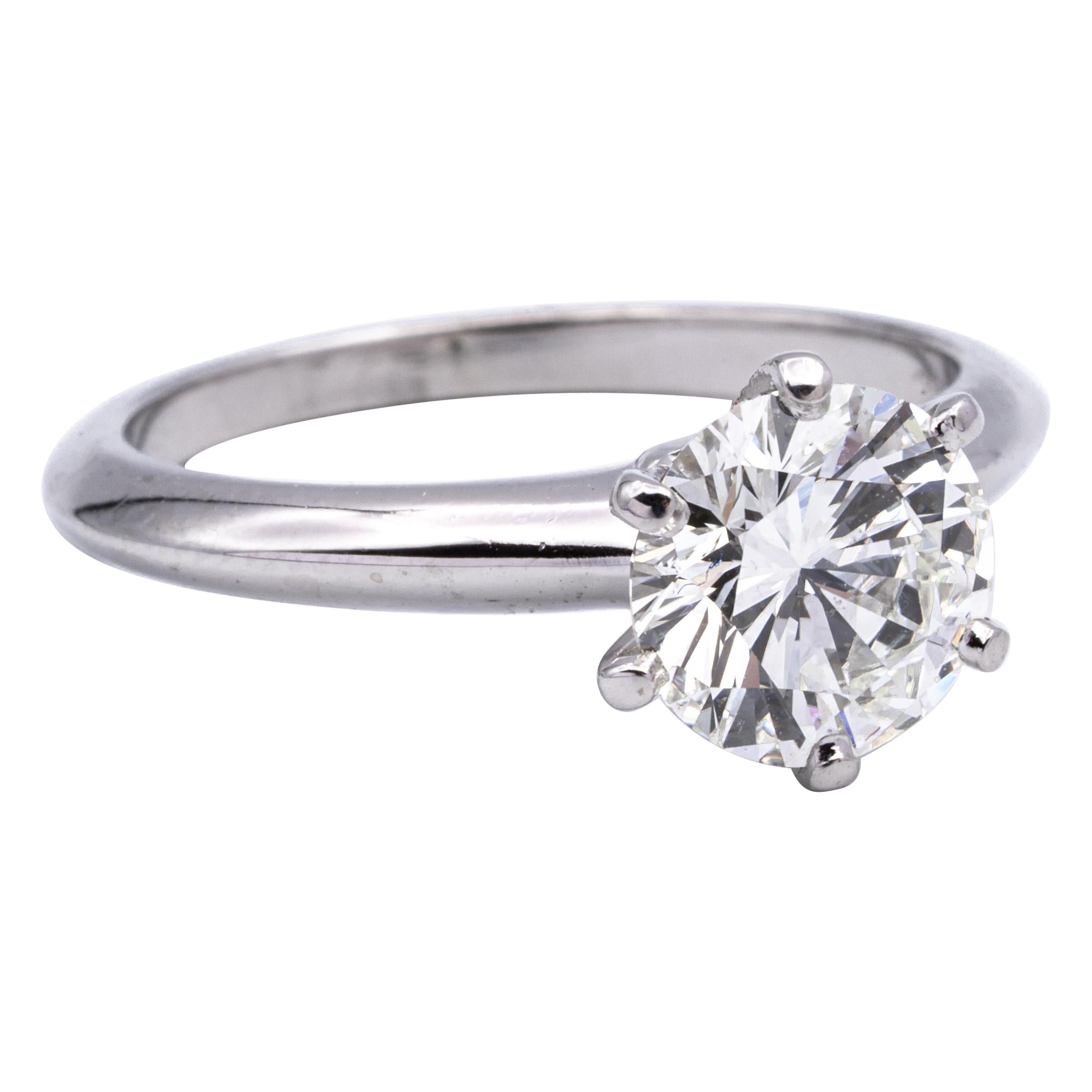 Tiffany & Co. "Classic" Engagement Ring with 1.54 Carat Round Center in Platinum